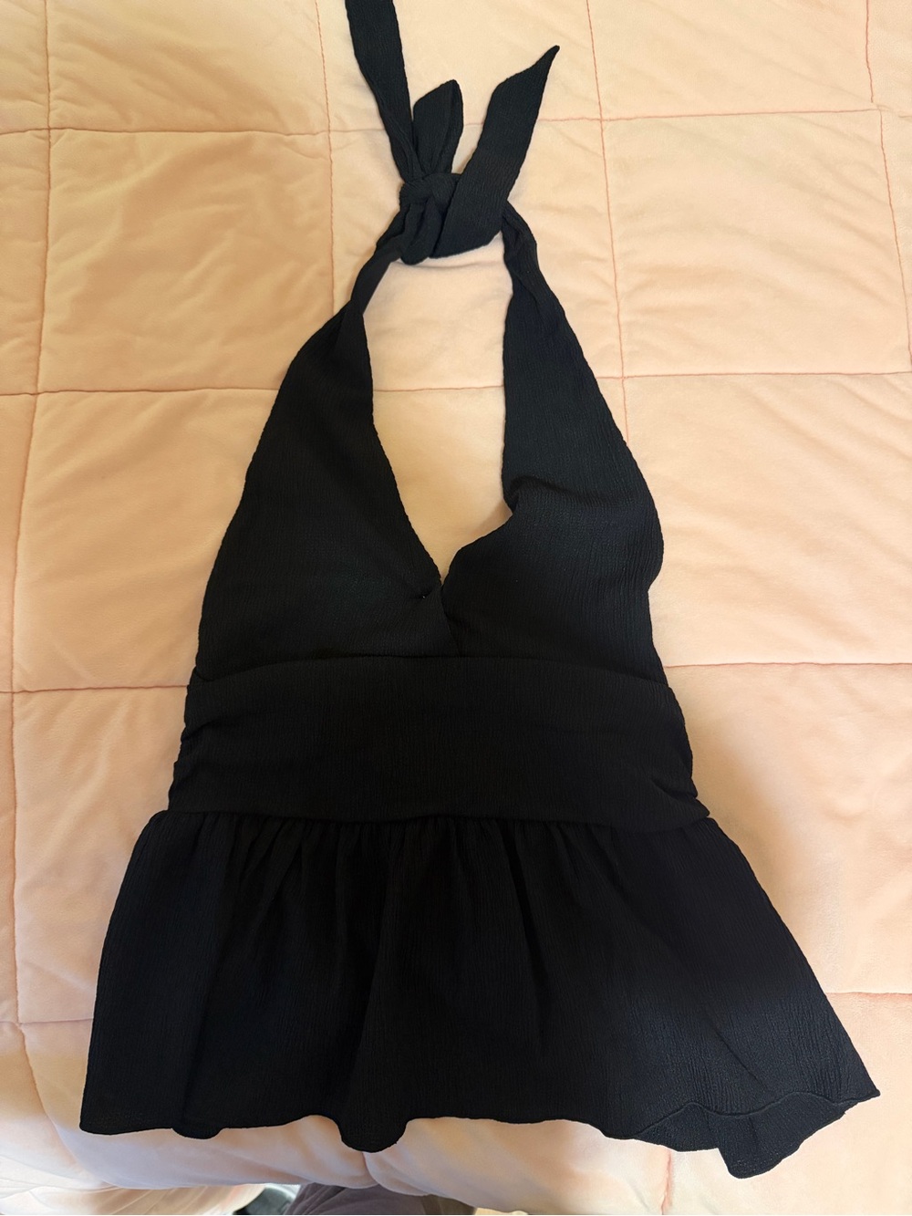 H&M Black Halter Skirted Camisole Top